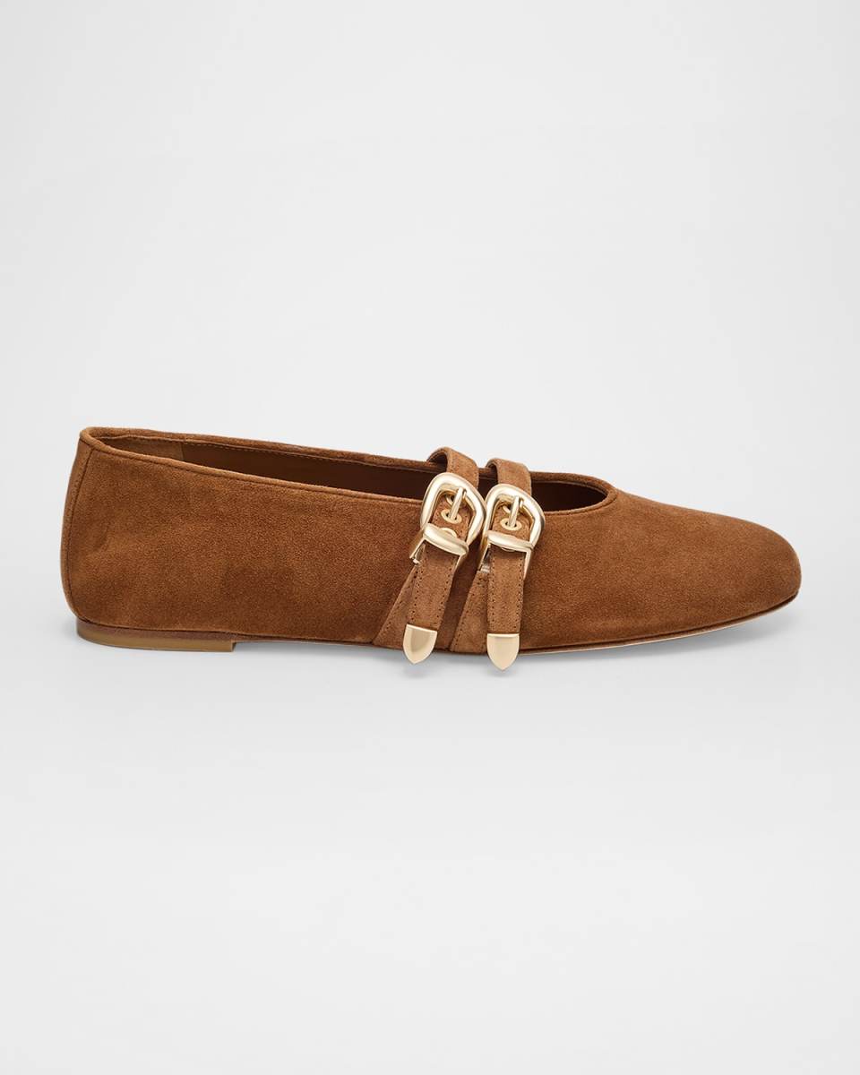 Maven Suede Buckle Mary Jane Ballerina Flats